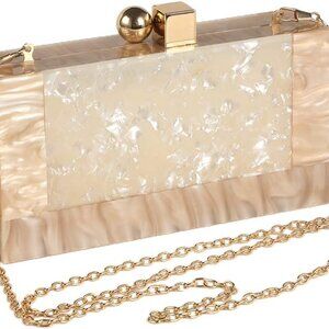 Women Acrylic Evening Clutch Purse Glitter Marble Handbag for Wedding Party